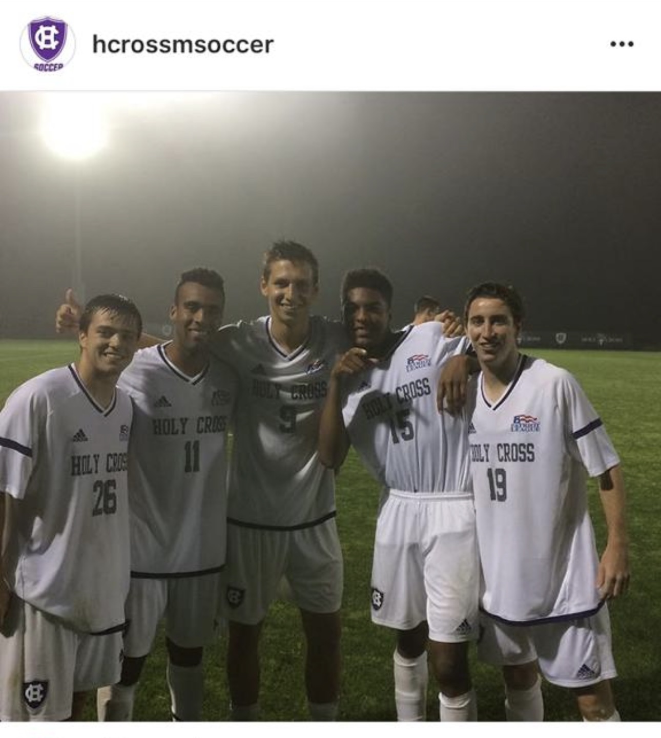 The Pathwai founder with his Holy Cross teammates during his freshman season